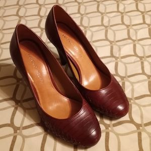 Antonio Melani Mahogany Woven Leather Heels